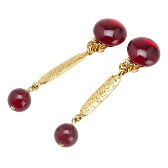 CHANEL Red Earrings